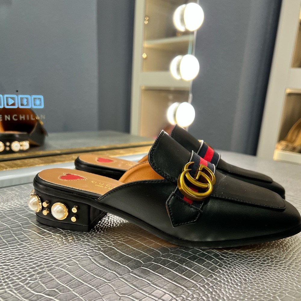 GG mules with pearl accent